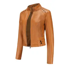 RURUTOTO - Chaqueta Biker PU Mujer Beige.