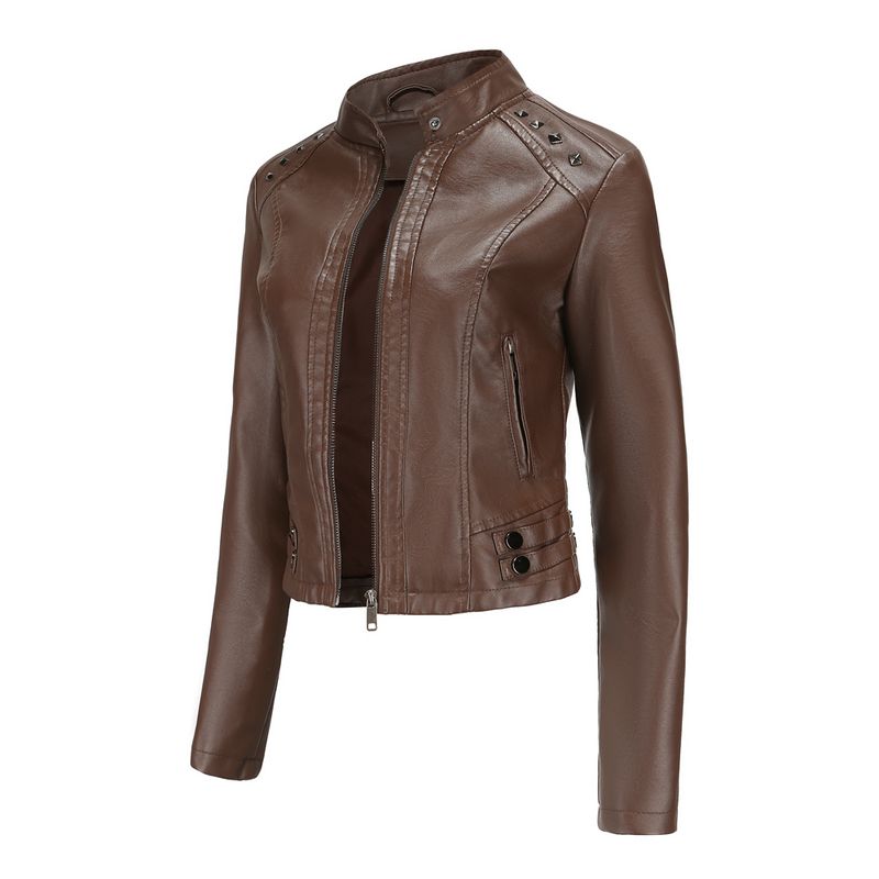 RURUTOTO - Chaqueta Biker PU Mujer Beige.