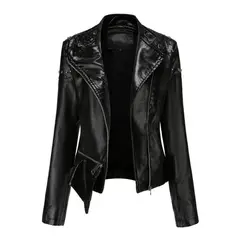 RURUTOTO - Chaqueta PU Mujer Negro.