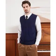 JAYSON - Sweater clásico hombre Sin Mangas Cuello En V Ejecutivo