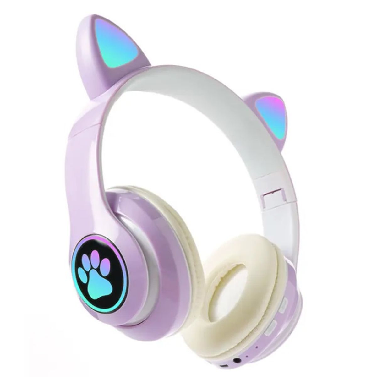 GENERICO - Audífonos inalámbricos Bluetooth RGB Orejas gato BT 5.0 FUCSIA