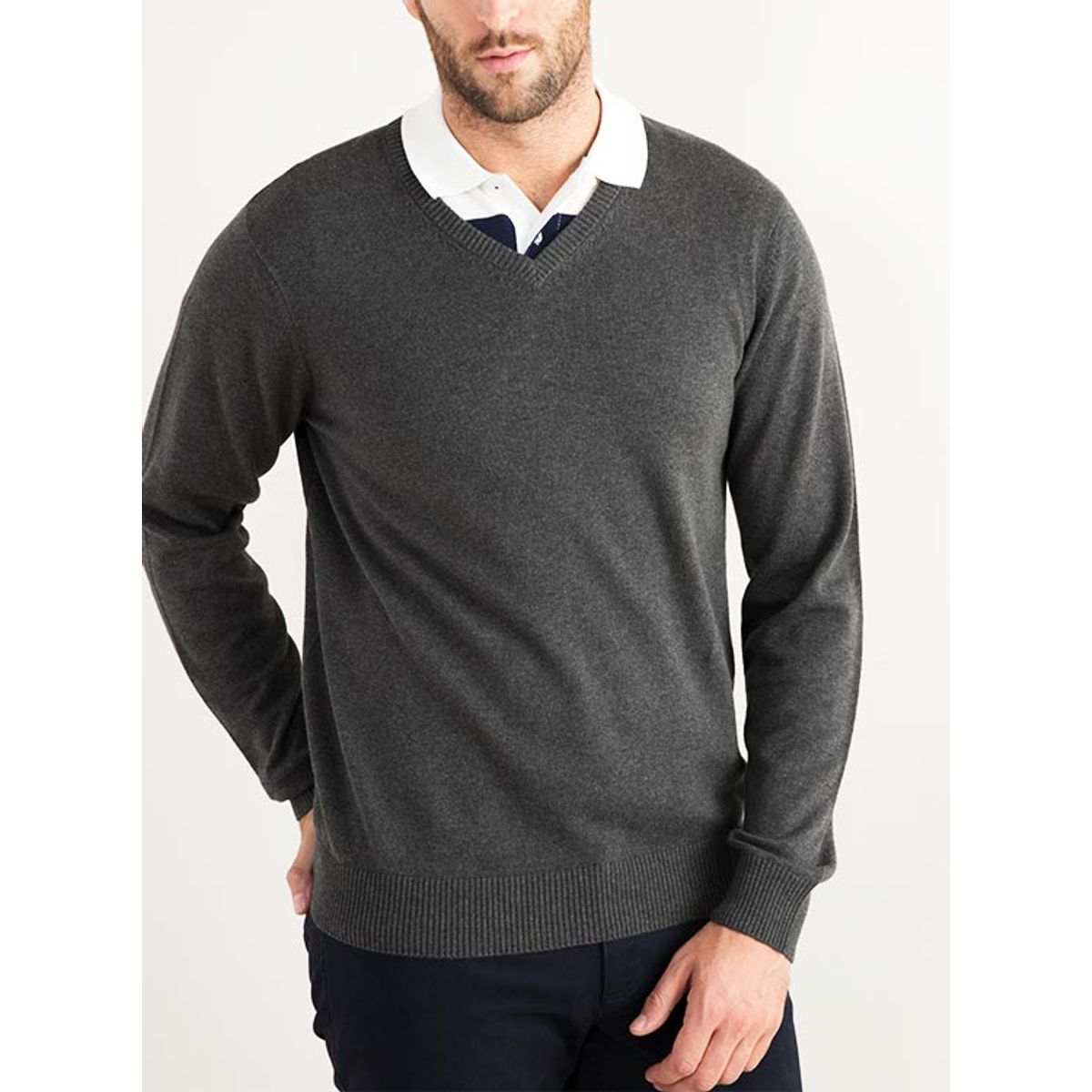 JAYSON - Sweater Manga Larga Ejecutivo Hombre Cuello En V clasico