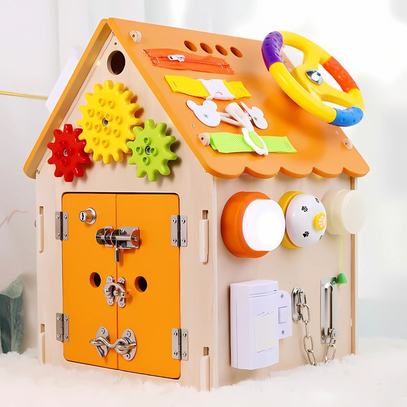 PELLITOS - CUBO EDUCATIVO MONTESSORI CASITA DE MADERA DE ACTIVIDADES