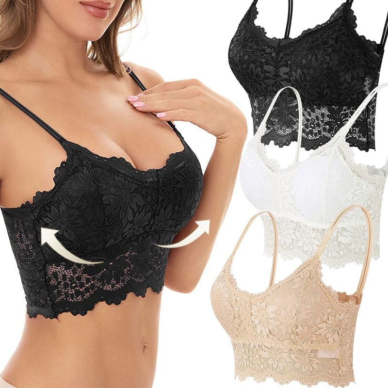 EDWINAYY - Pack3 Sostenes Push Up Encaje Con Soft Microfibra Mujer Sexy