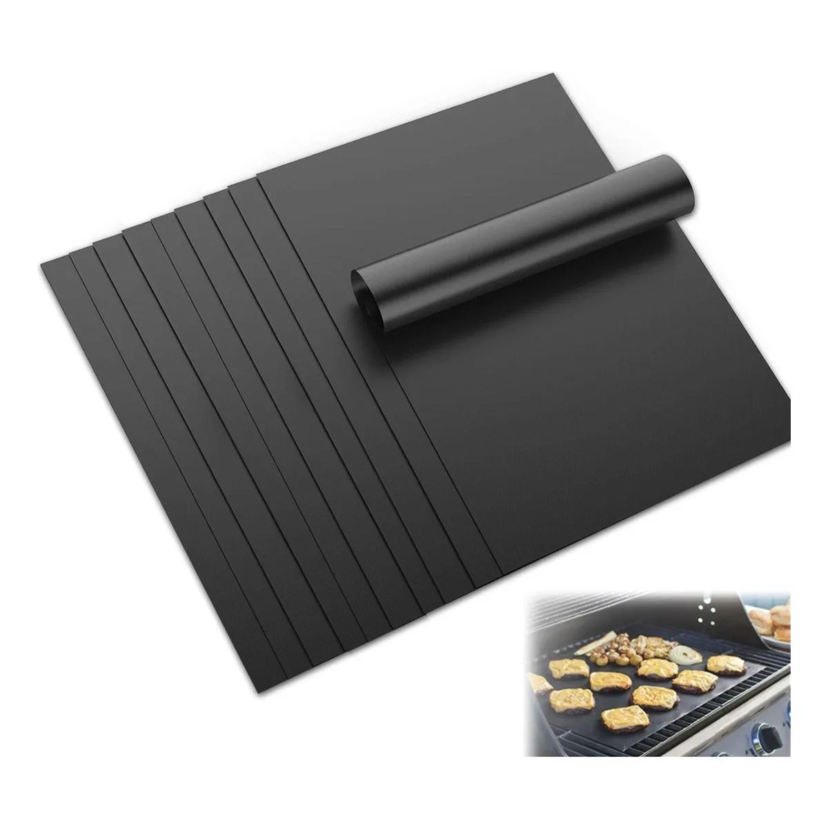 EDWINAYY - 10pcs Tapete De Teflón Lamina Horno Estera Barbacoa 30x40cm