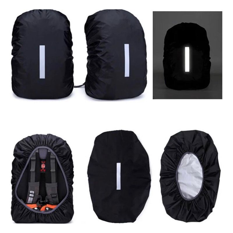 GENERICO - Cubre Mochila Cobertor Impermeable Reflectante 80lts Negro