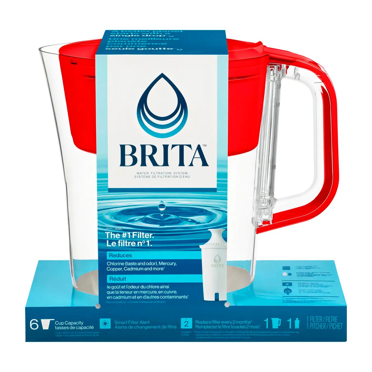 BRITA - Jarra Brita Purificador De Agua Filtro Denali 6 Tazas.