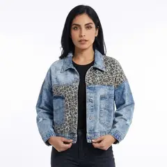 BONVERANO - De mujer chaqueta vaquera de leopardo