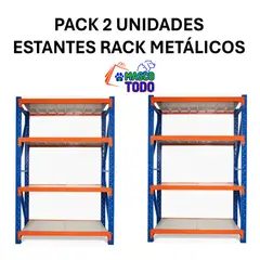 GENERICO - Pack 2 Estantes Metálico Rack Industrial Bodega 150x200x50cm.