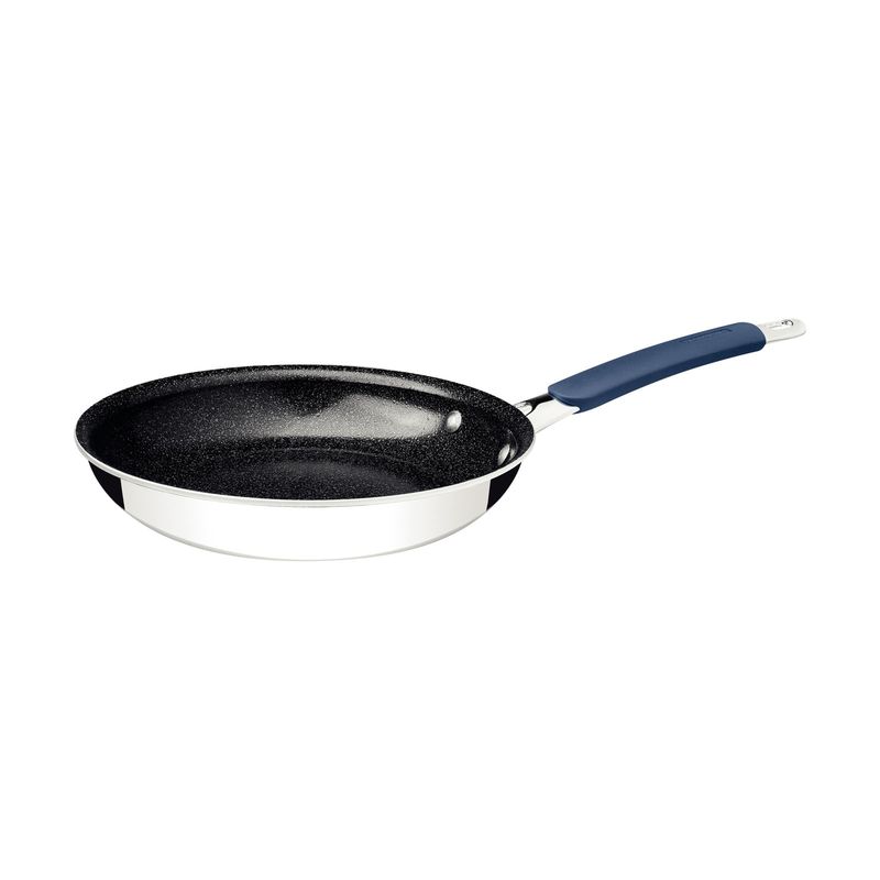 TRAMONTINA - Sartén Tramontina Romagna en Acero Inoxidable y Aluminio con Revestimiento Interno Cerámico Black Stone 25 cm 2 L