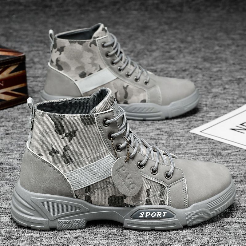 DANWEILE - Zapatos altos antideslizantes y resistentes al desgaste hombre Gris.