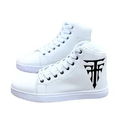 DANWEILE - Zapatillas altas antideslizantes de cuero para hombre - Blanco
