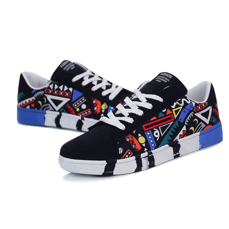 DANWEILE - Zapatillas Azul con grafiti elegantes para hombre