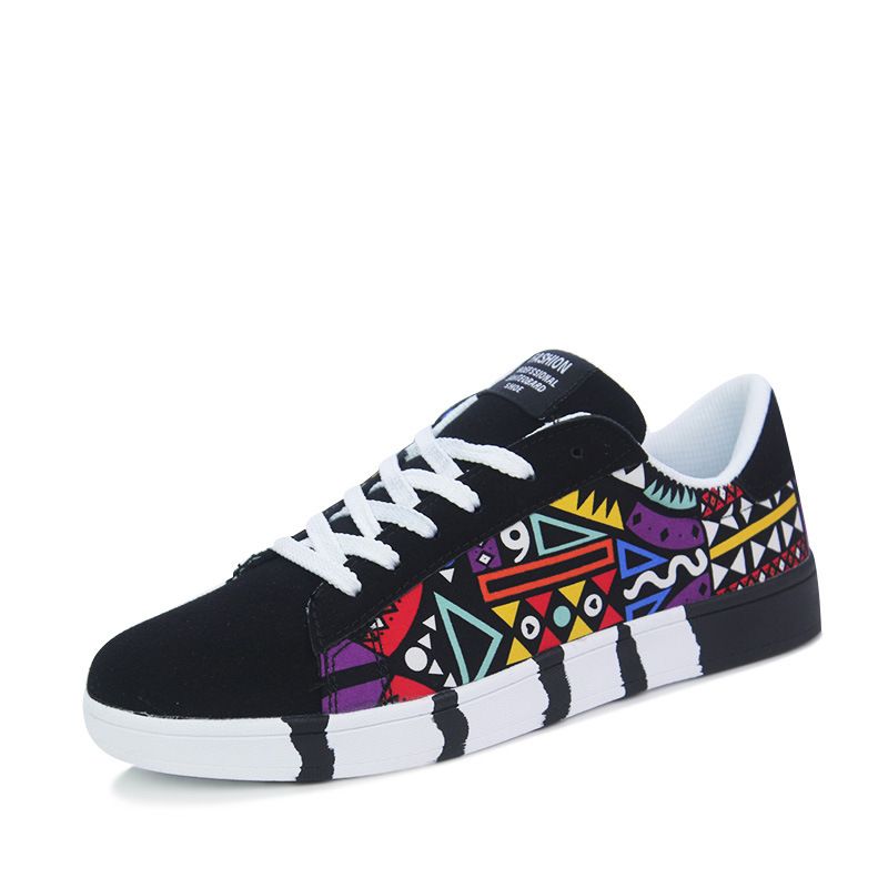 DANWEILE - Zapatillas negras con grafiti elegantes para hombre