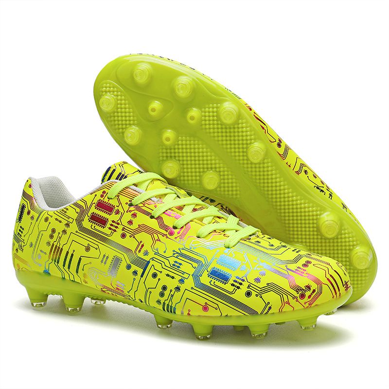 DANWEILE - Zapatos de fútbol entrenamiento TF con punta larga para jóvenes-Verde.
