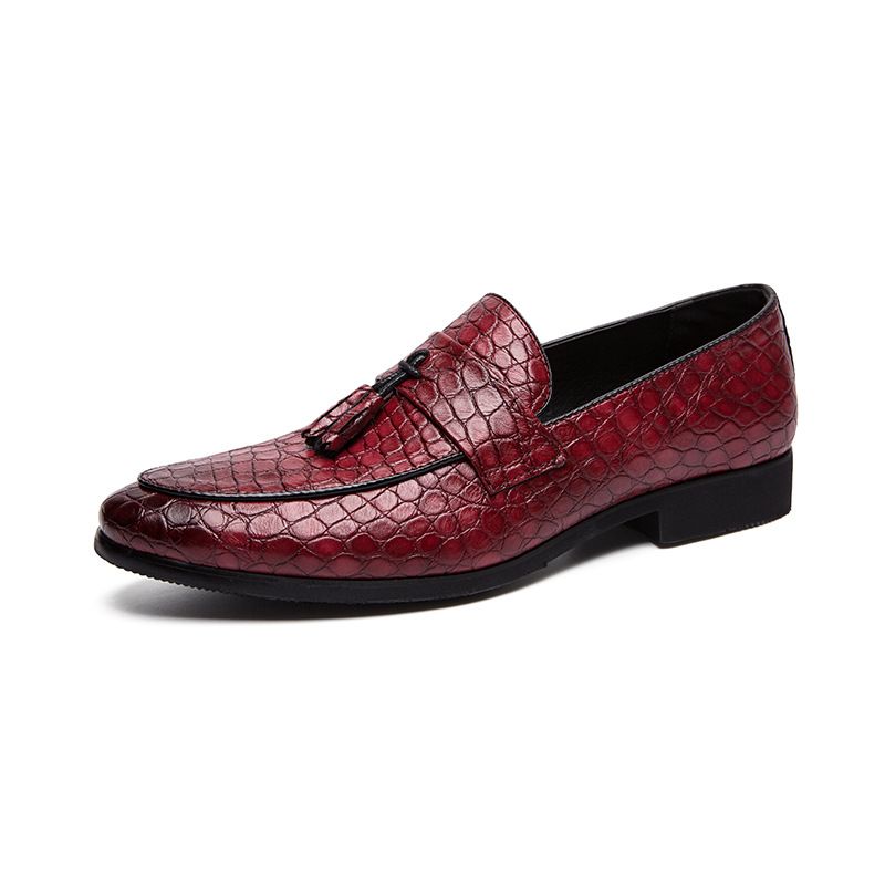 DANWEILE - Zapatos de piel suave cómodos y antideslizantes para hombre - Rojo