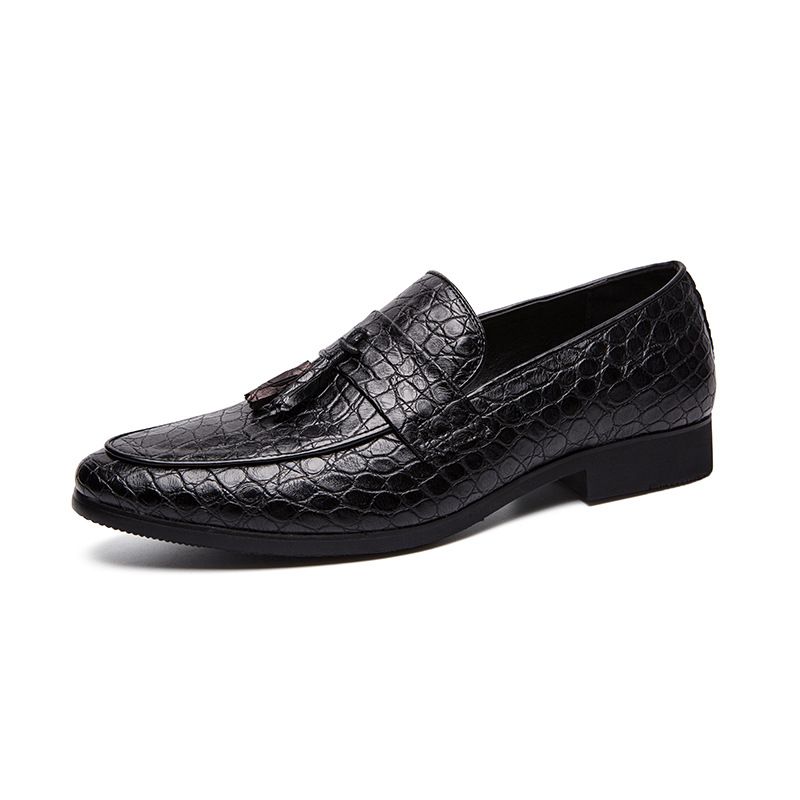 DANWEILE - Zapatos de piel suave cómodos y antideslizantes para hombre - Negro.