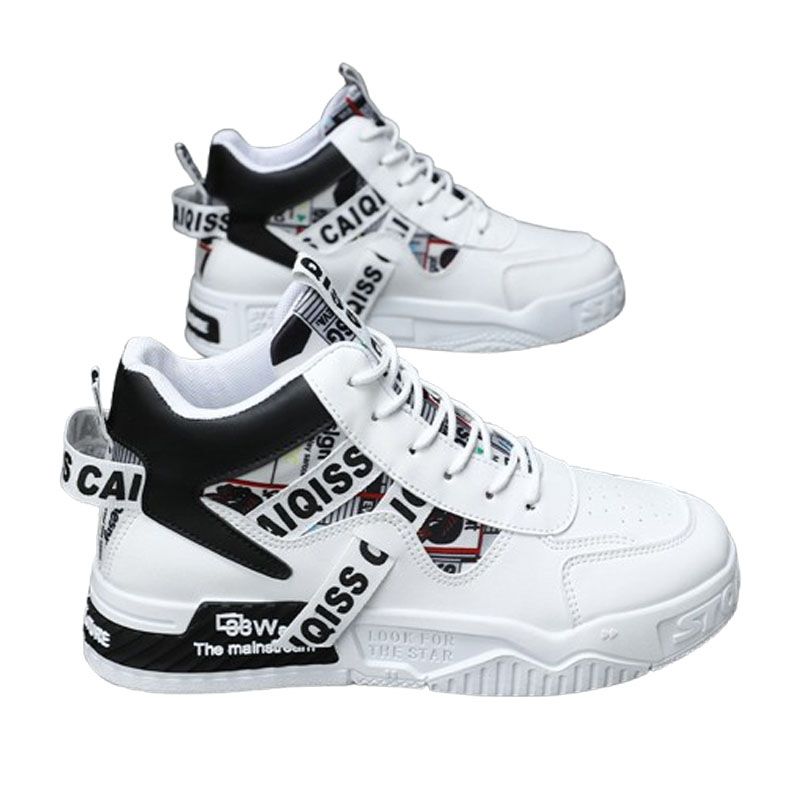 DANWEILE - Zapatillas deportivas casuales de caña alta - Blanco y negro