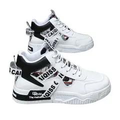 DANWEILE - Zapatillas deportivas casuales de caña alta - Blanco y negro