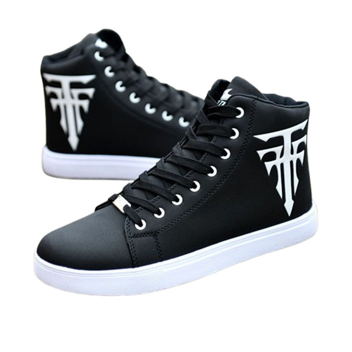 DANWEILE - Zapatillas altas antideslizantes de cuero para hombre - Negro.