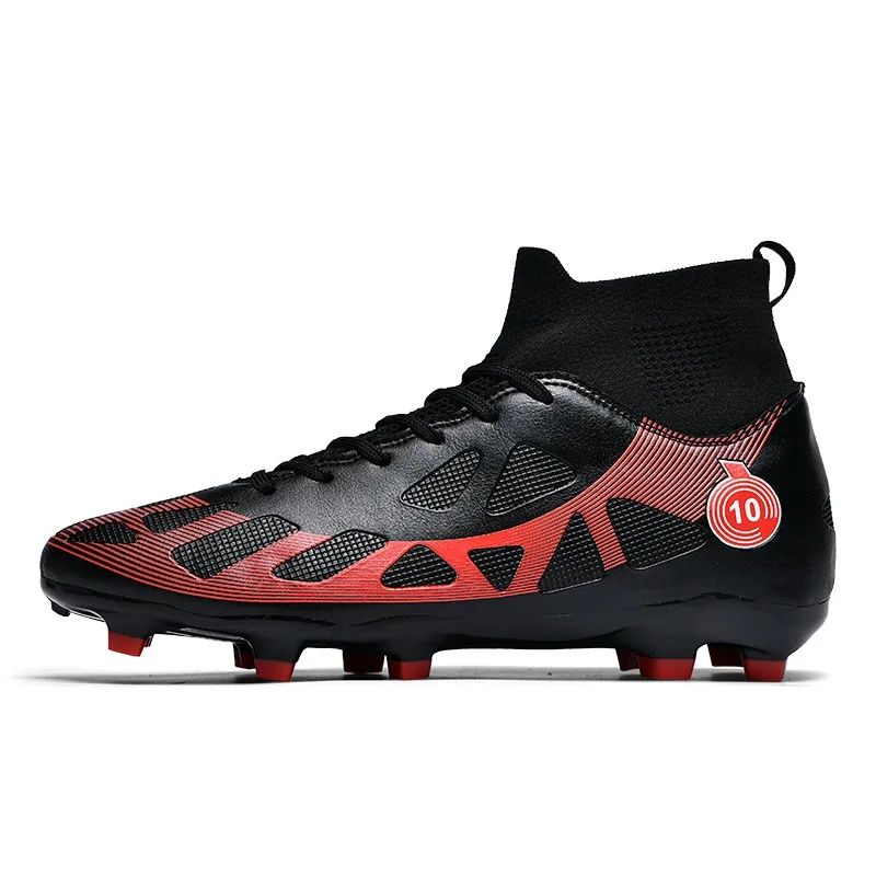 DANWEILE - Zapatilla fútbol TF para hombres mujers Zapatos - Negro y rojo.