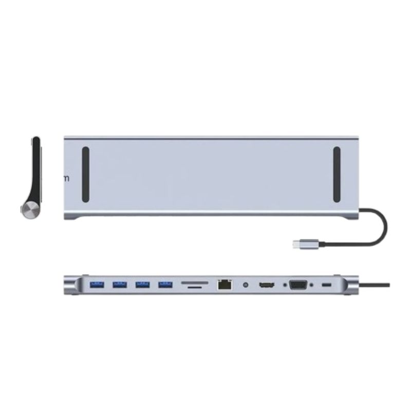 OEM - ADAPTADOR HUB 11 EN 1 USB TIPO C USB-C HDMI VGA USB LAN SD