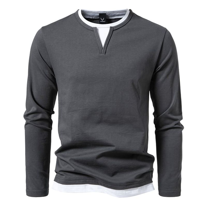 BLWOENS - Polera de manga larga para hombres - Gris
