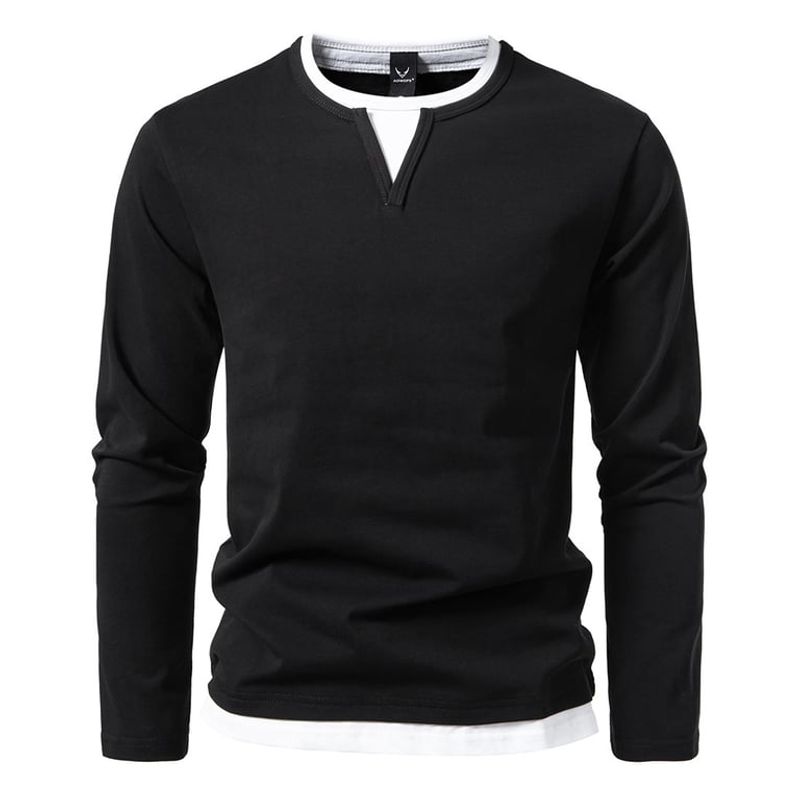 BLWOENS - Polera de manga larga para hombres - Negro