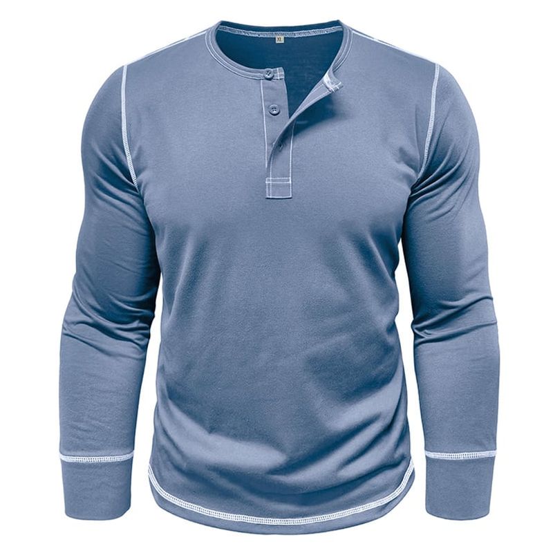 BLWOENS - Polera de manga larga para hombres - Azul