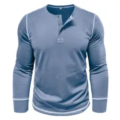 BLWOENS - Polera de manga larga para hombres - Azul