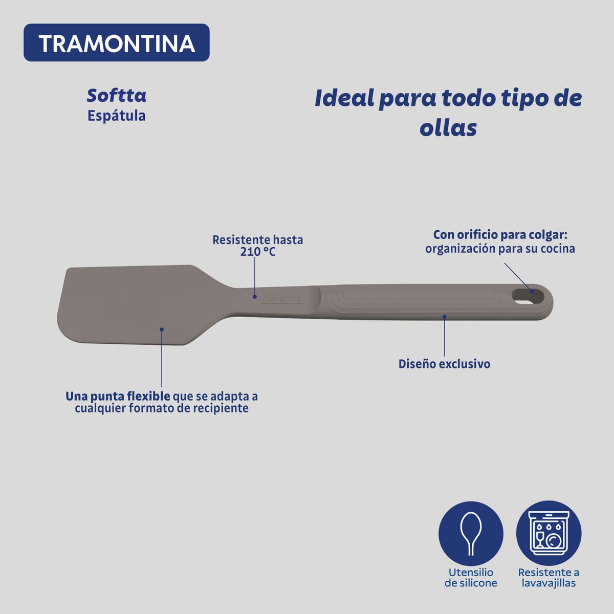 TRAMONTINA - Espátula Tramontina Softta de Silicona Gris