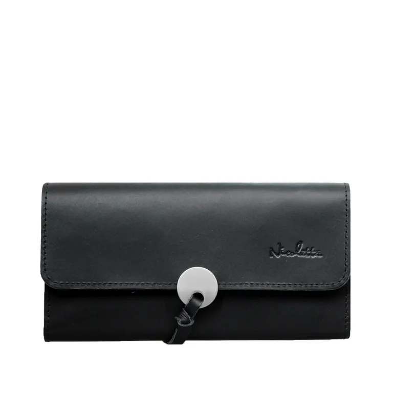 Billetera Mujer Nix 100% Cuero Genuino Negro Negro TALLA UNICA