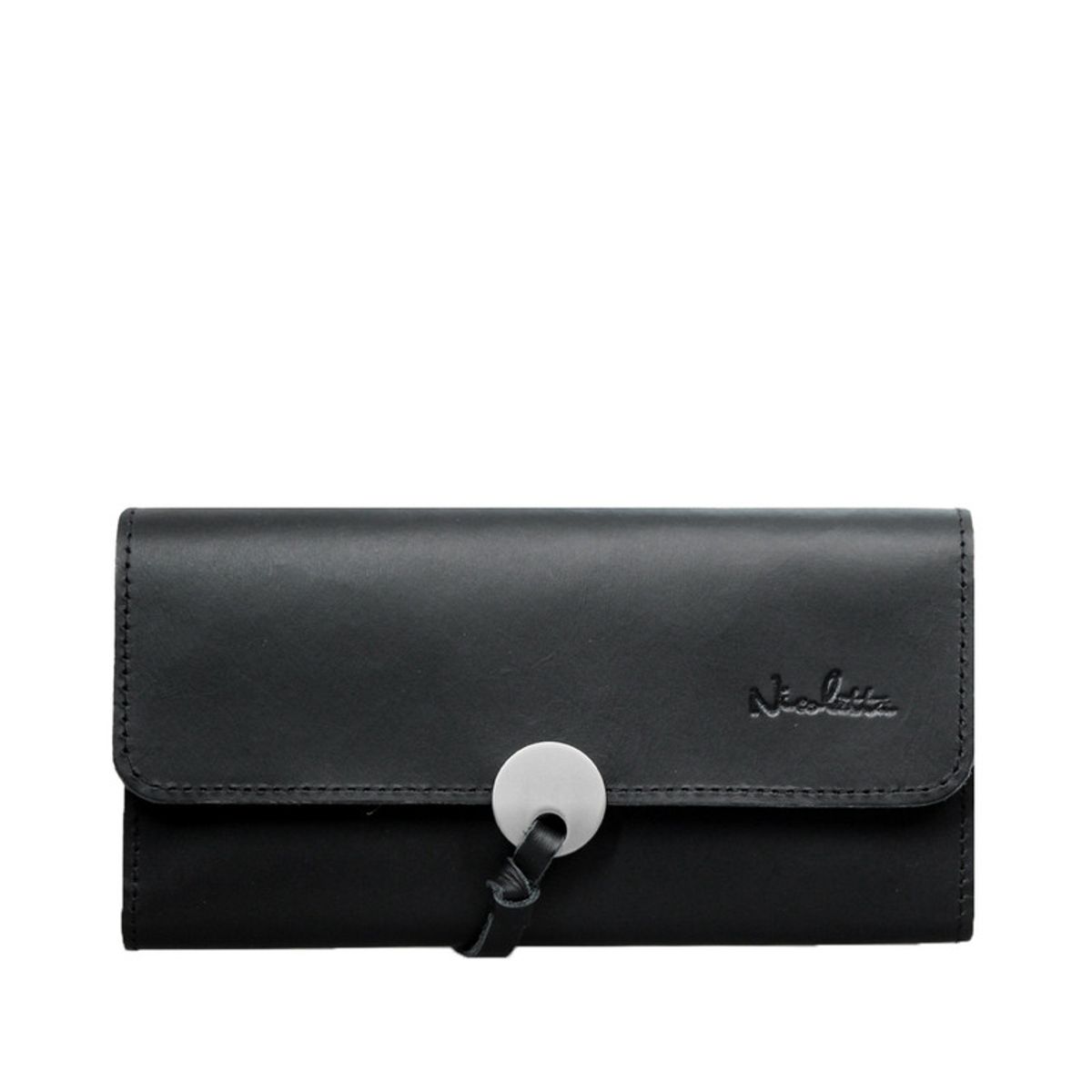 NICOLETTA - Billetera Mujer Nix Nicoletta 100% Cuero Genuino Negro
