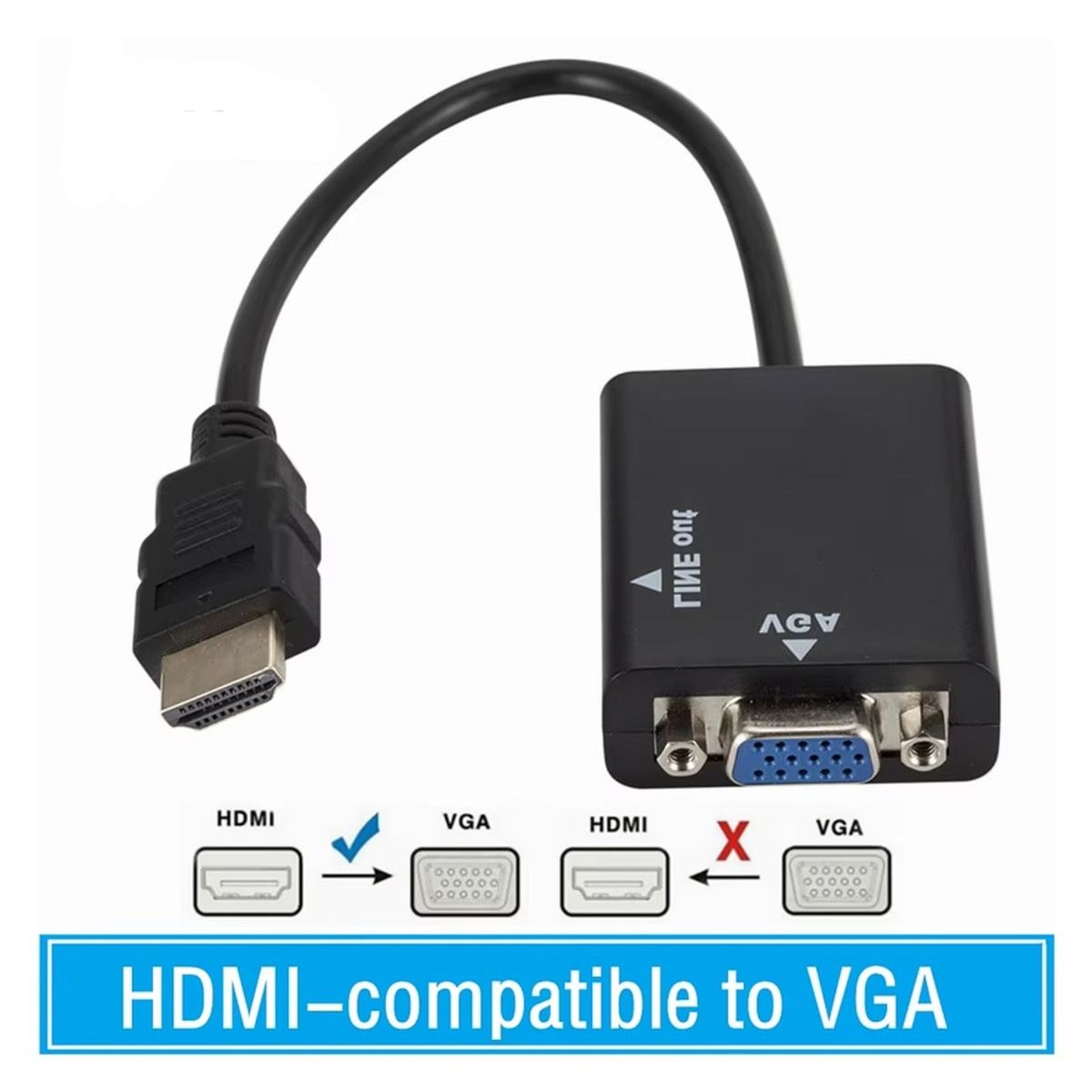 OEM - ADAPTADOR CABLE DE CONVERSIÓN HDMI A VGA + AUDIO HD