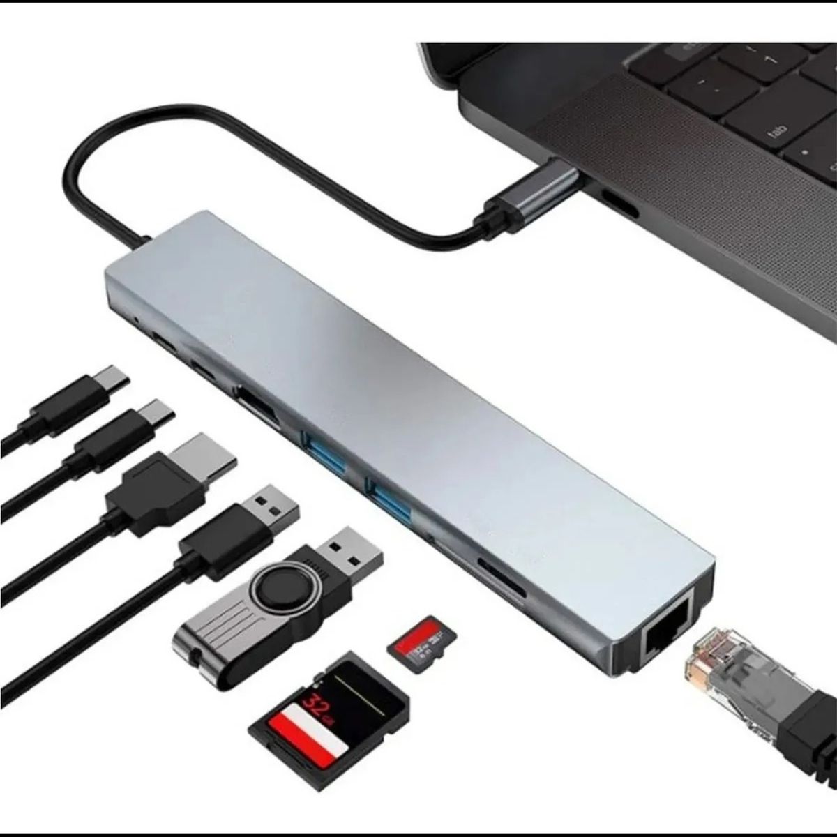 OEM - ADAPTADOR MULTIPUERTO HUB TIPO C 8 EN 1
