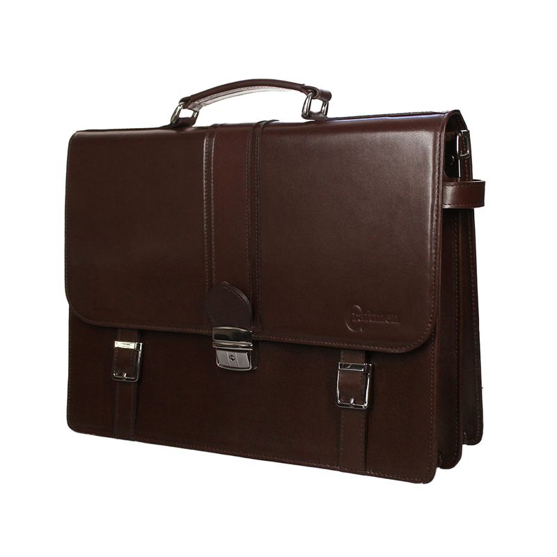 CRAFTMEN - Maletín ejecutivo 100% cuero genuino cafe Craftmen