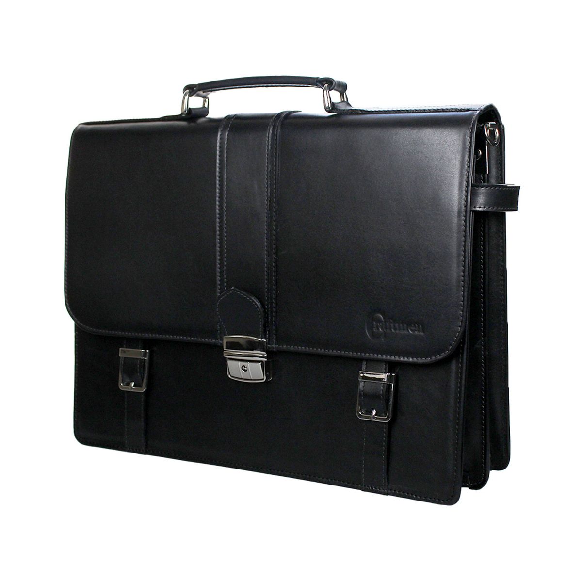 CRAFTMEN - Maletín Ejecutivo 100% cuero genuino negro Craftmen