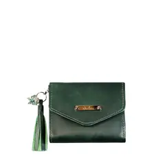 NICOLETTA - Billetera Mujer Verde Musgo 100% cuero genuino