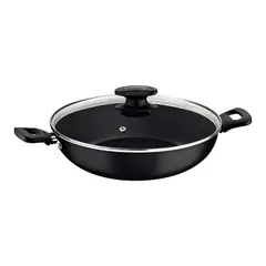 TRAMONTINA - Wok Loreto en Aluminio con Revestimiento Interno y Externo en Antiadherente Starflon Max Grafito 28 cm 3,3 L