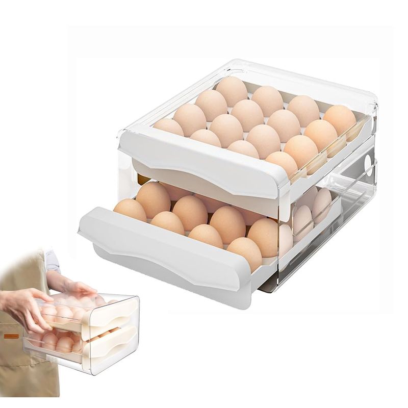 GENERICO - Huevera De 2 Niveles Para 32Pcs Con Cajones De Almacenamiento