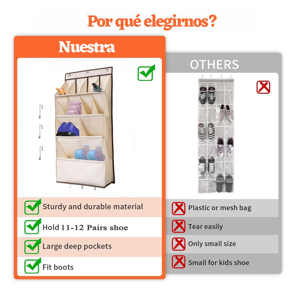 GENERICO - Bolsillos Zapatera Colgante para Guardar Zapatos Ropa