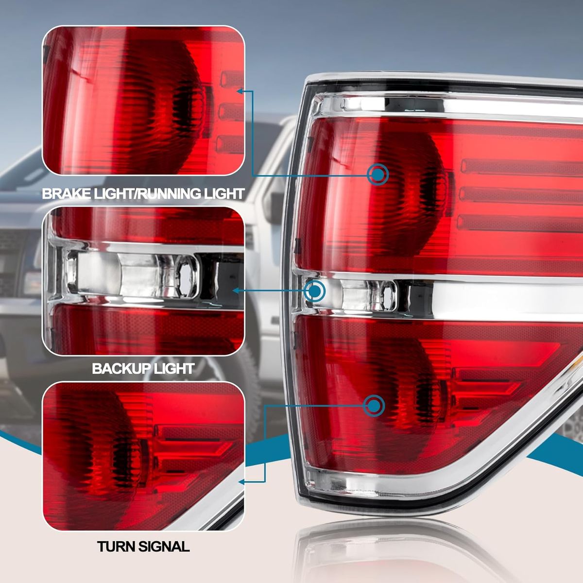 KUANGYE - Foco Farol Trasero Para Ford F150 Pickup 2009 A 2014 El Par