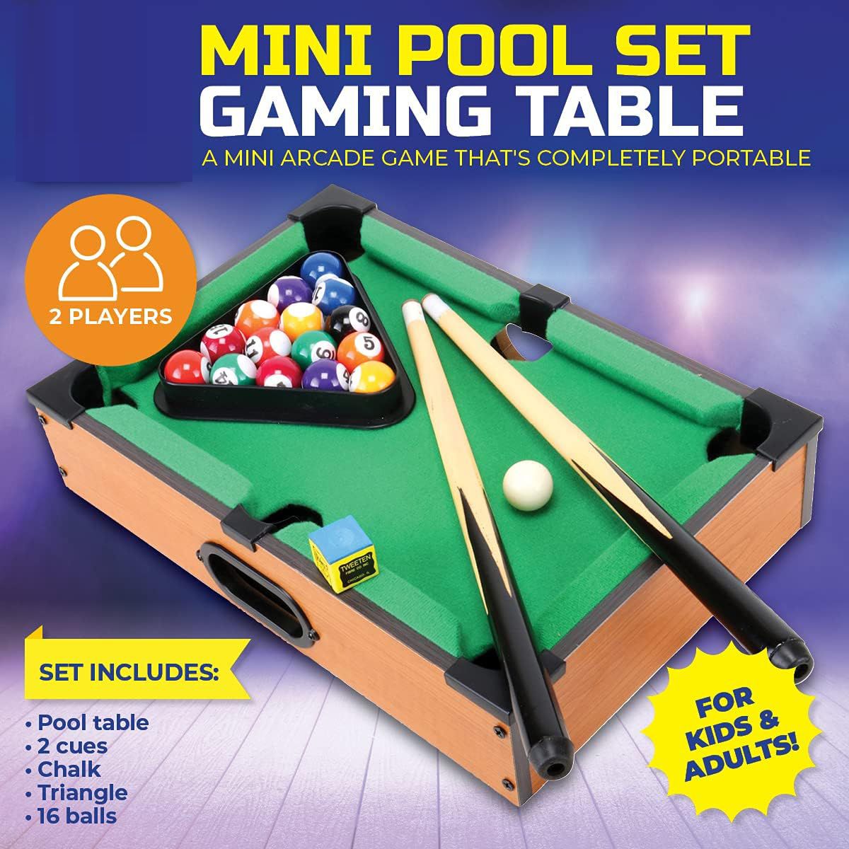 KUANGYE - Mini Mesita De Pool 36x24 Cm De Madera Para Niños