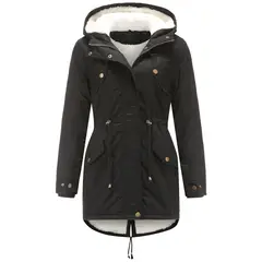 RURUTOTO - Parka Mujer Casual Negro