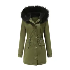 RURUTOTO - Parka Manga Larga Mujer Negro