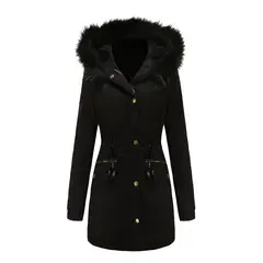 RURUTOTO - Parka Manga Larga Mujer Negro