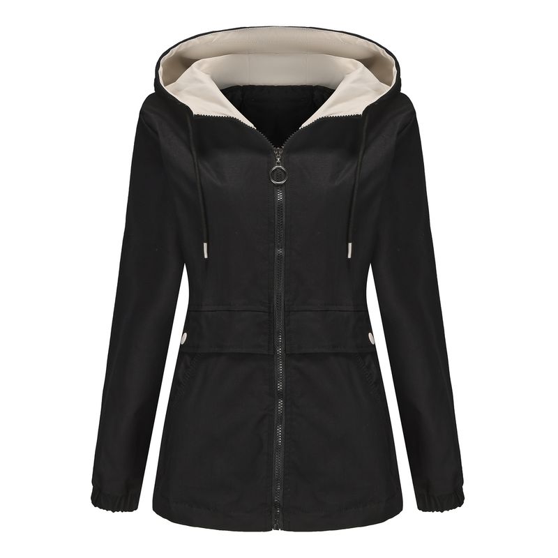 RURUTOTO - Chaqueta Larga Impermeable Mujer Negro.