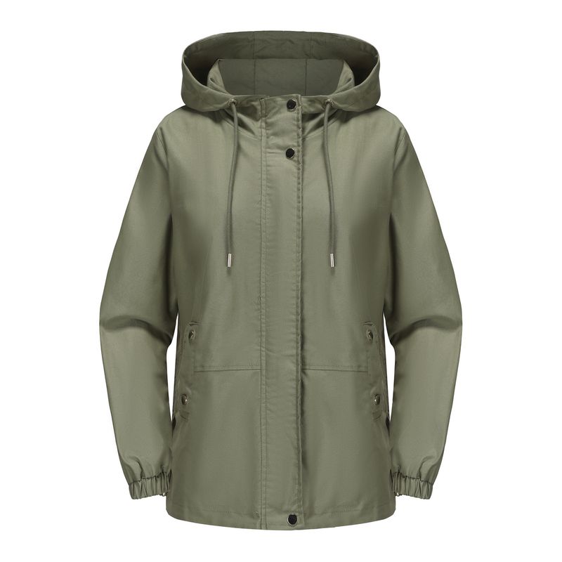 RURUTOTO - Chaqueta impermeable con capucha para mujer Negro