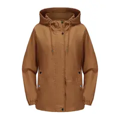 RURUTOTO - Chaqueta impermeable con capucha para mujer Negro