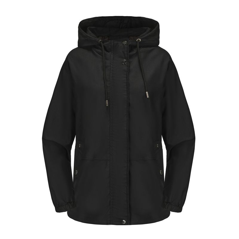 RURUTOTO - Chaqueta impermeable con capucha para mujer Negro